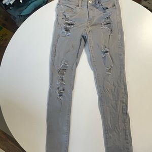 American Eagle Grey Ripped Skinny Jeans